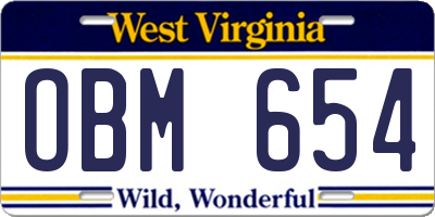 WV license plate OBM654