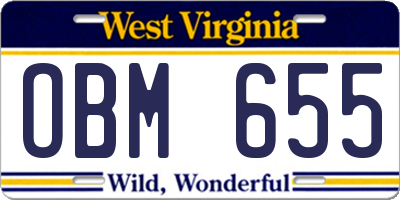 WV license plate OBM655