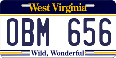 WV license plate OBM656