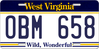 WV license plate OBM658