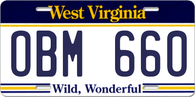 WV license plate OBM660