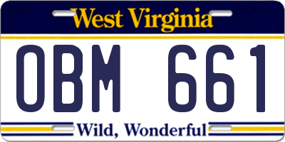 WV license plate OBM661