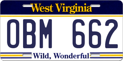 WV license plate OBM662