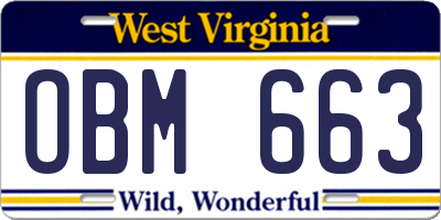 WV license plate OBM663
