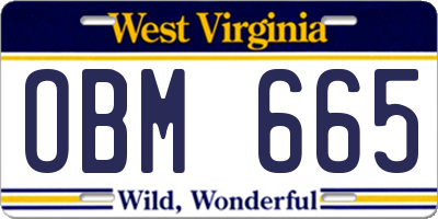 WV license plate OBM665