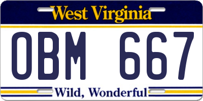 WV license plate OBM667