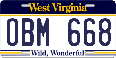 WV license plate OBM668