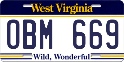 WV license plate OBM669