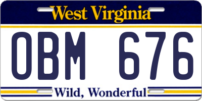 WV license plate OBM676