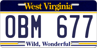 WV license plate OBM677