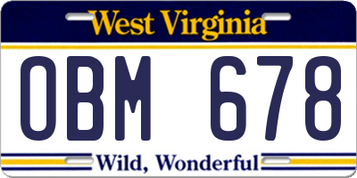 WV license plate OBM678
