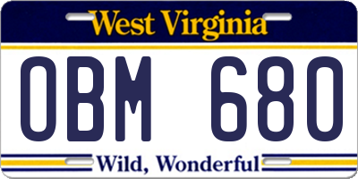 WV license plate OBM680