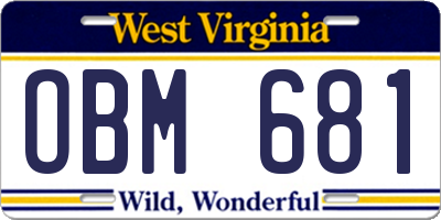WV license plate OBM681