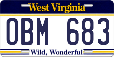 WV license plate OBM683