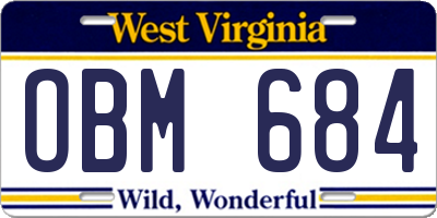 WV license plate OBM684