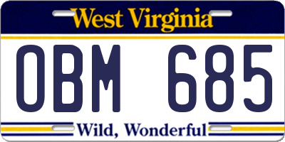 WV license plate OBM685