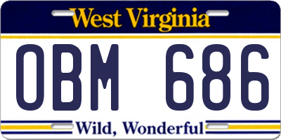 WV license plate OBM686