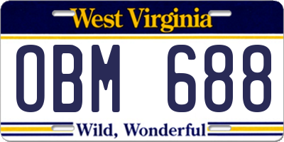 WV license plate OBM688