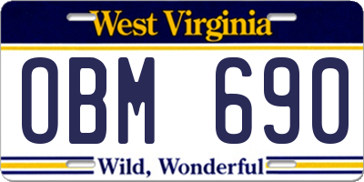 WV license plate OBM690
