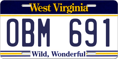 WV license plate OBM691