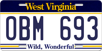WV license plate OBM693