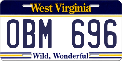 WV license plate OBM696