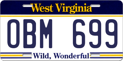 WV license plate OBM699