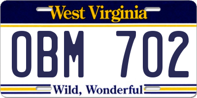 WV license plate OBM702
