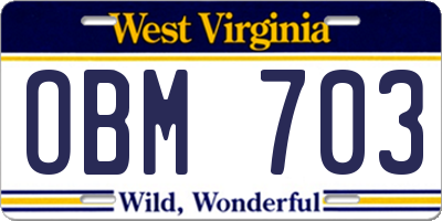 WV license plate OBM703