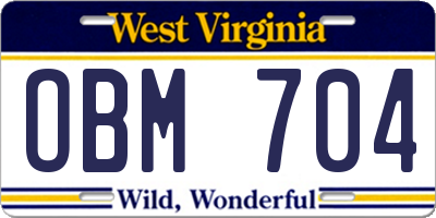 WV license plate OBM704