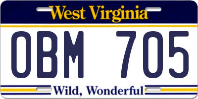 WV license plate OBM705