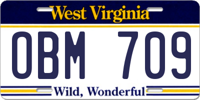 WV license plate OBM709