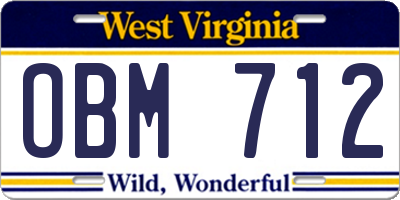 WV license plate OBM712