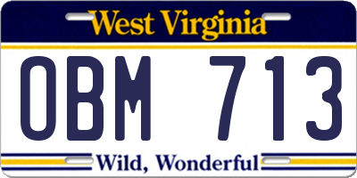 WV license plate OBM713