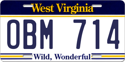 WV license plate OBM714