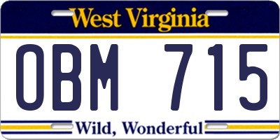 WV license plate OBM715