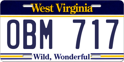 WV license plate OBM717