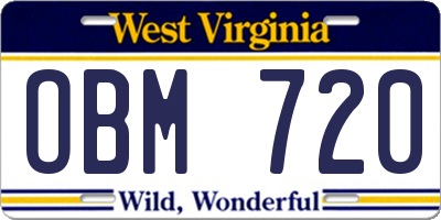 WV license plate OBM720