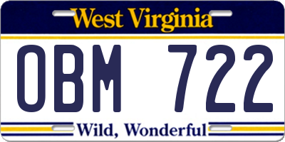 WV license plate OBM722