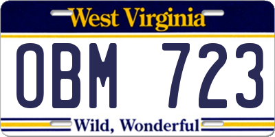 WV license plate OBM723