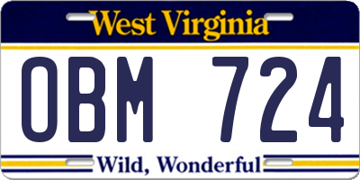WV license plate OBM724