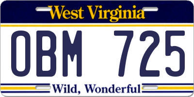 WV license plate OBM725