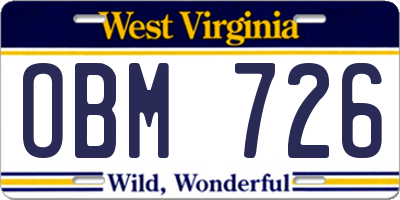 WV license plate OBM726