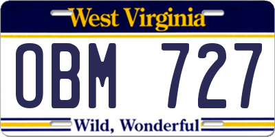 WV license plate OBM727