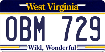 WV license plate OBM729