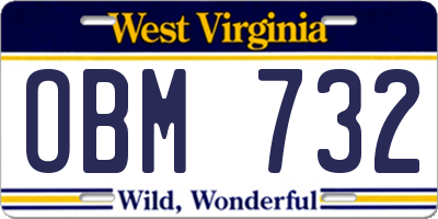 WV license plate OBM732