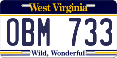 WV license plate OBM733