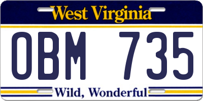 WV license plate OBM735