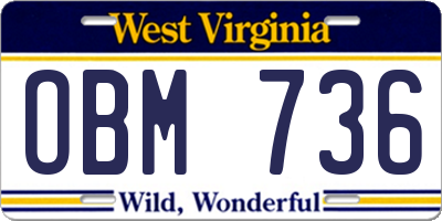 WV license plate OBM736