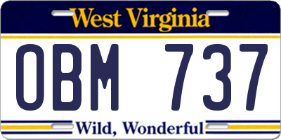 WV license plate OBM737